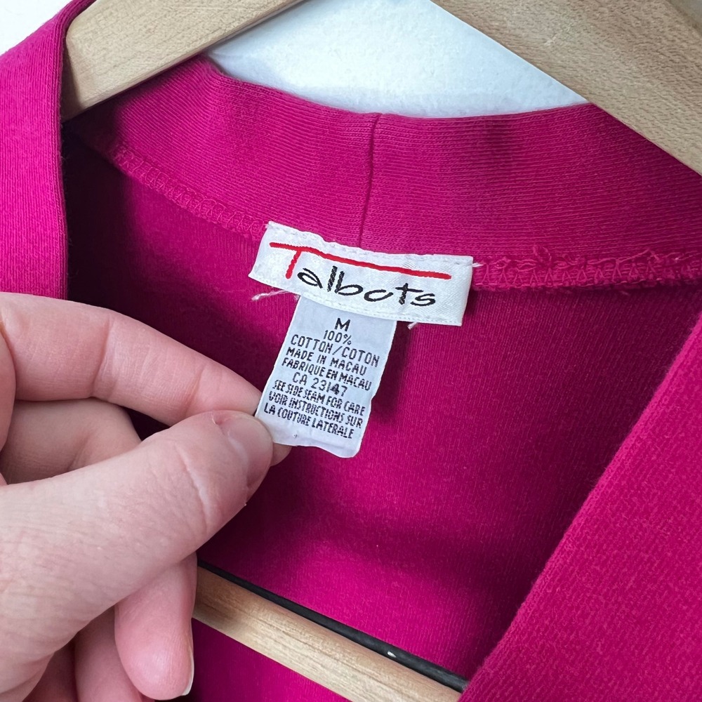 Talbots Vintage Cotton Cardigan Bundle Pink Green Gold Crest Button Front Medium - Picture 3 of 11